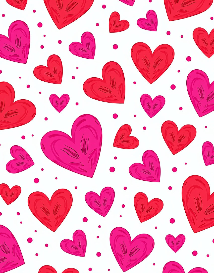Vibrant Red Pink Heart Scatter Rug