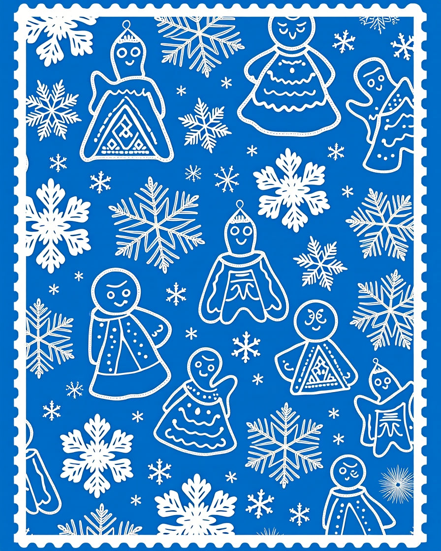 Winter Snowflakes And Gingerbread People Rug