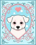 Whimsical Puppy Heart Oval Border Rug