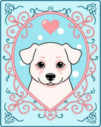 Whimsical Puppy Heart Oval Border Rug