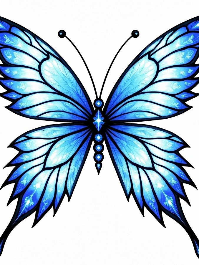 Icy Blue Crystal Butterfly Wingrug Rug
