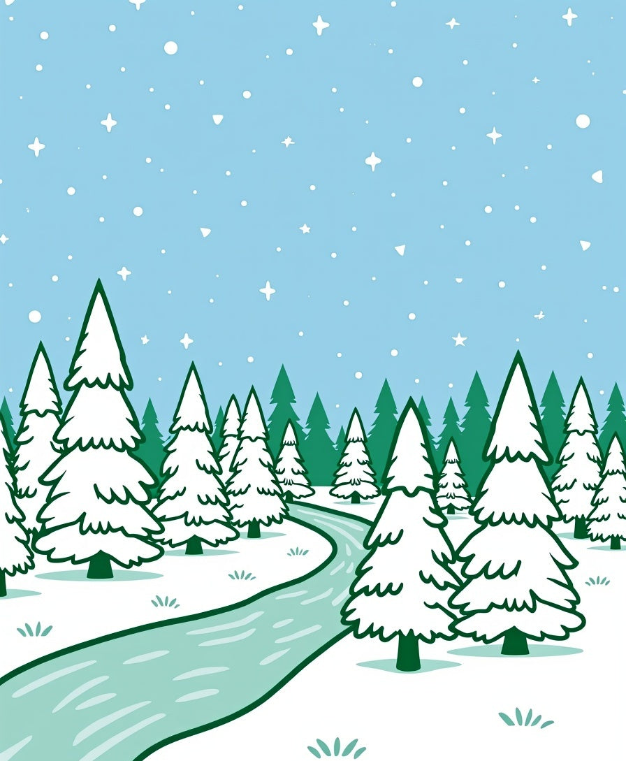 Winter Forest Snowfall Stream Rug