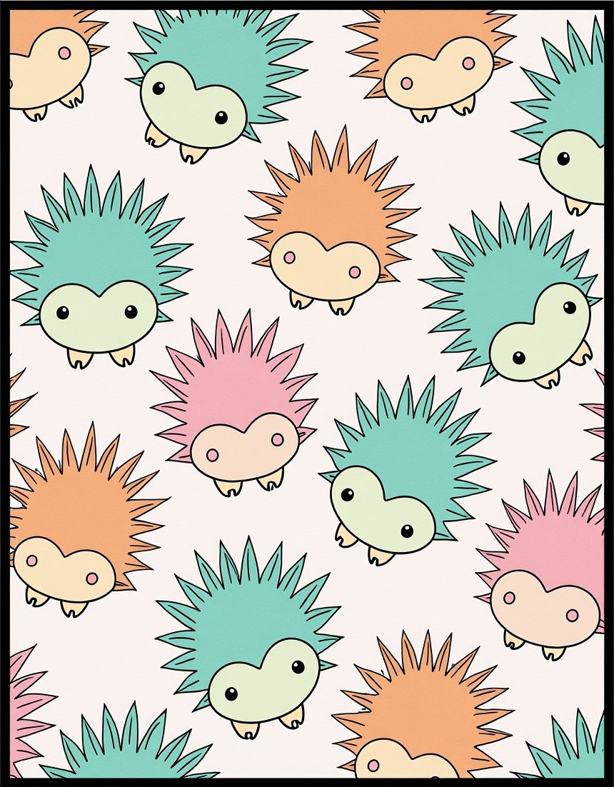 Whimsical Hedgehog Pastel Multi-Color Rug