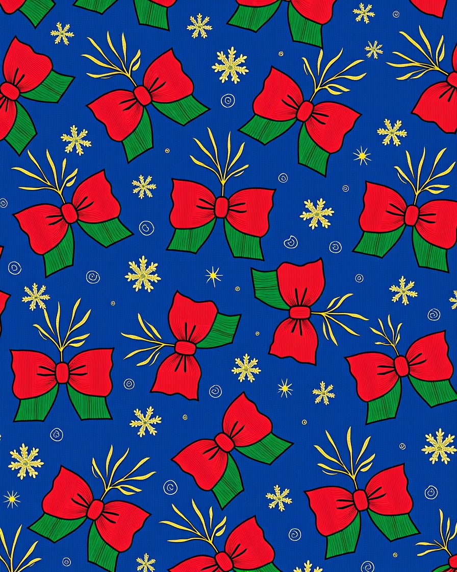 Red Bow Snowflake Scatter Rug