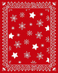Red White Snowflake Star Border Rug