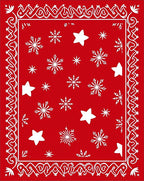 Red White Snowflake Star Border Rug