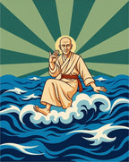 Calm Monk Riding Cloud Ocean Waves Rug