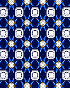 Bold Blue White Geometric Star Rug