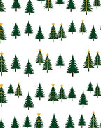 Whimsical Green Christmas Trees Gold Stars Rug