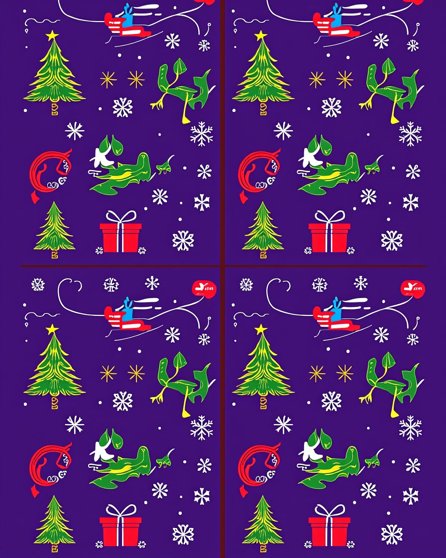 Festive Holiday Sleigh Christmas Trees Rug