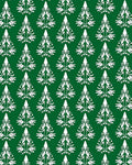 White Evergreen Trees on Green Backdrop Rug