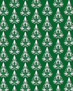 White Evergreen Trees on Green Backdrop Rug