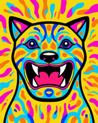 Vibrant Yellow Blue Pink Jaguar Rug