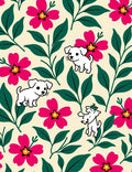 Charming Puppy Floral Garden Rug