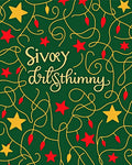 Festive Green And Gold Star Lights Rug