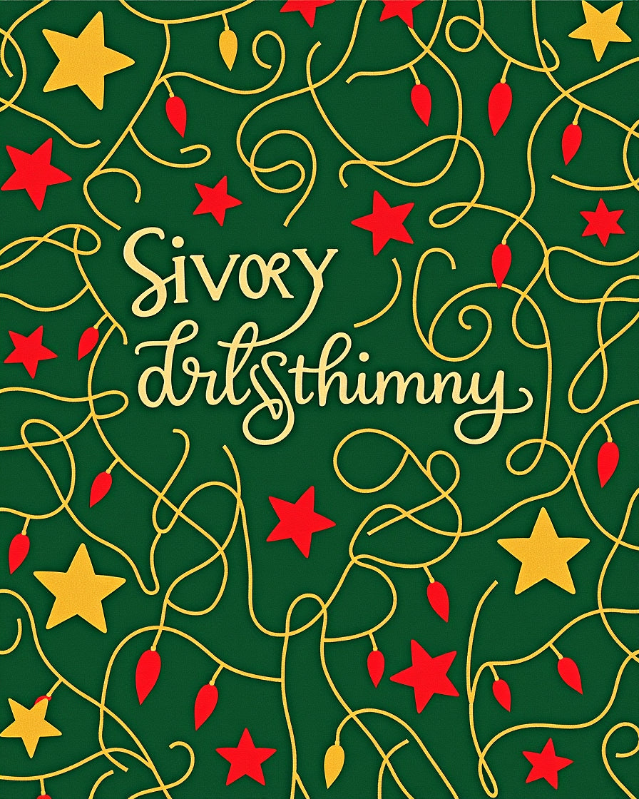 Festive Green And Gold Star Lights Rug