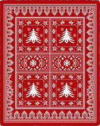 Crimson Christmas Tree Snowflake Medallion Rug