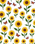 Cheerful Yellow Sunflower Butterfly Collage Rug