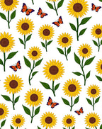 Cheerful Yellow Sunflower Butterfly Collage Rug