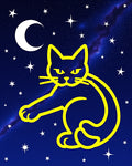 Yellow Cat Night Sky Rug