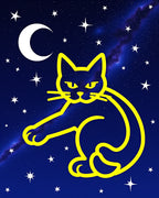 Yellow Cat Night Sky Rug