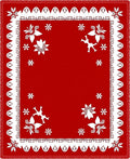Crimson Snowflakes Floral Border Rug