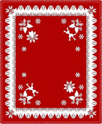 Crimson Snowflakes Floral Border Rug