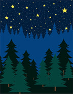 Starry Night Forest Trees Rug