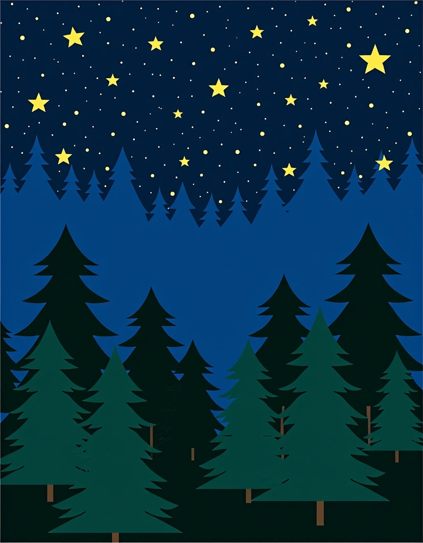 Starry Night Forest Trees Rug