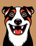 Happy Tri Color Dog Portrait Rug