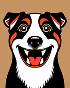 Happy Tri Color Dog Portrait Rug