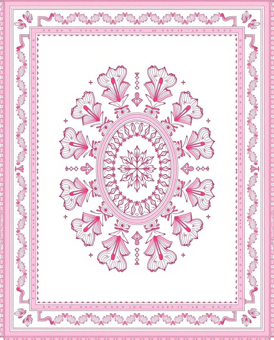 Crimson Bloom Ornate Centerpiece Rug