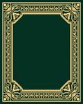 Ornate Gold Scrollwork Emerald Border Rug