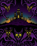 Mysterious Purple Owl Castle Twilight Rug