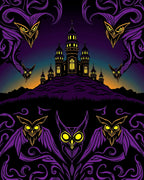 Mysterious Purple Owl Castle Twilight Rug