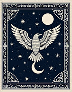Midnight Eagle Moon Stars Border Rug