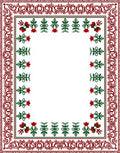 Crimson Green Floral Arch Border Rug