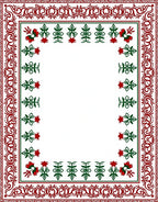 Crimson Green Floral Arch Border Rug