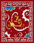 Crimson Sleigh Reindeer Holly Garland Rug
