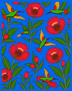 Vibrant Red Hummingbird Garden Rug