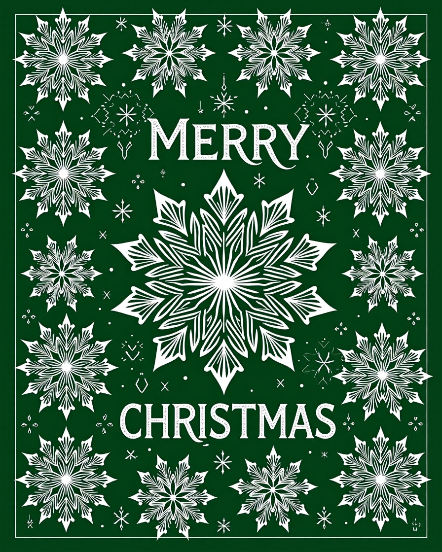 Festive White Snowflake Emerald Green Rug