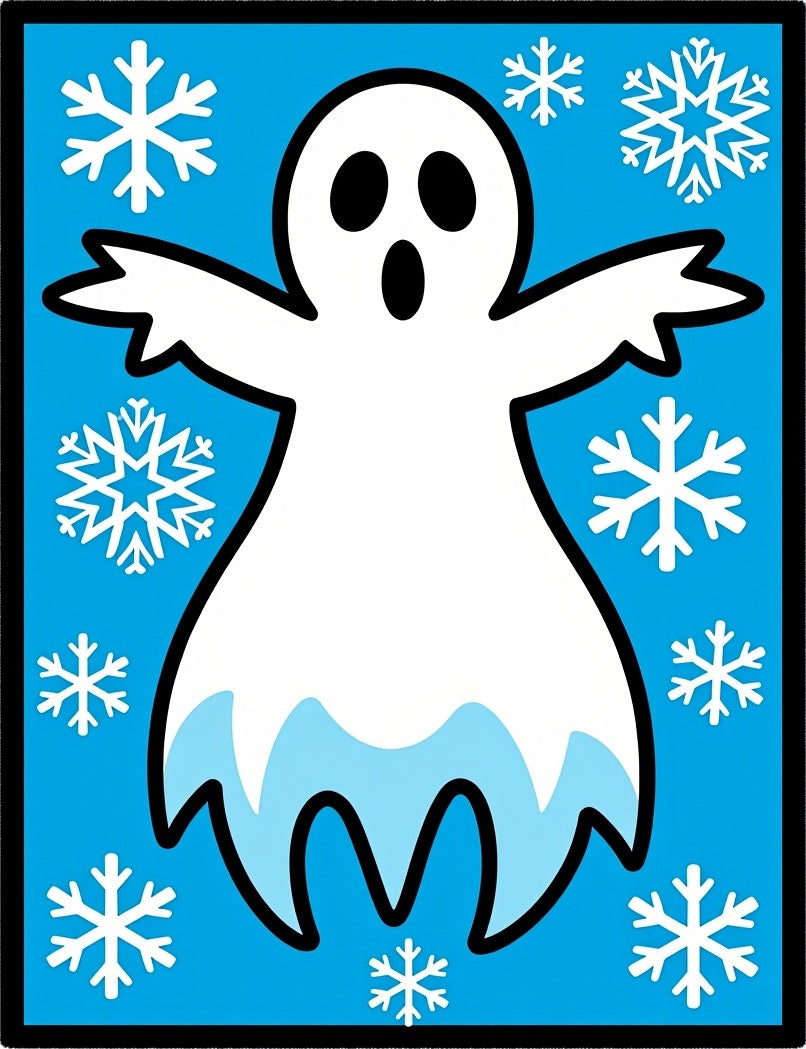 Spooky Snow Ghost Winterflakes Rug