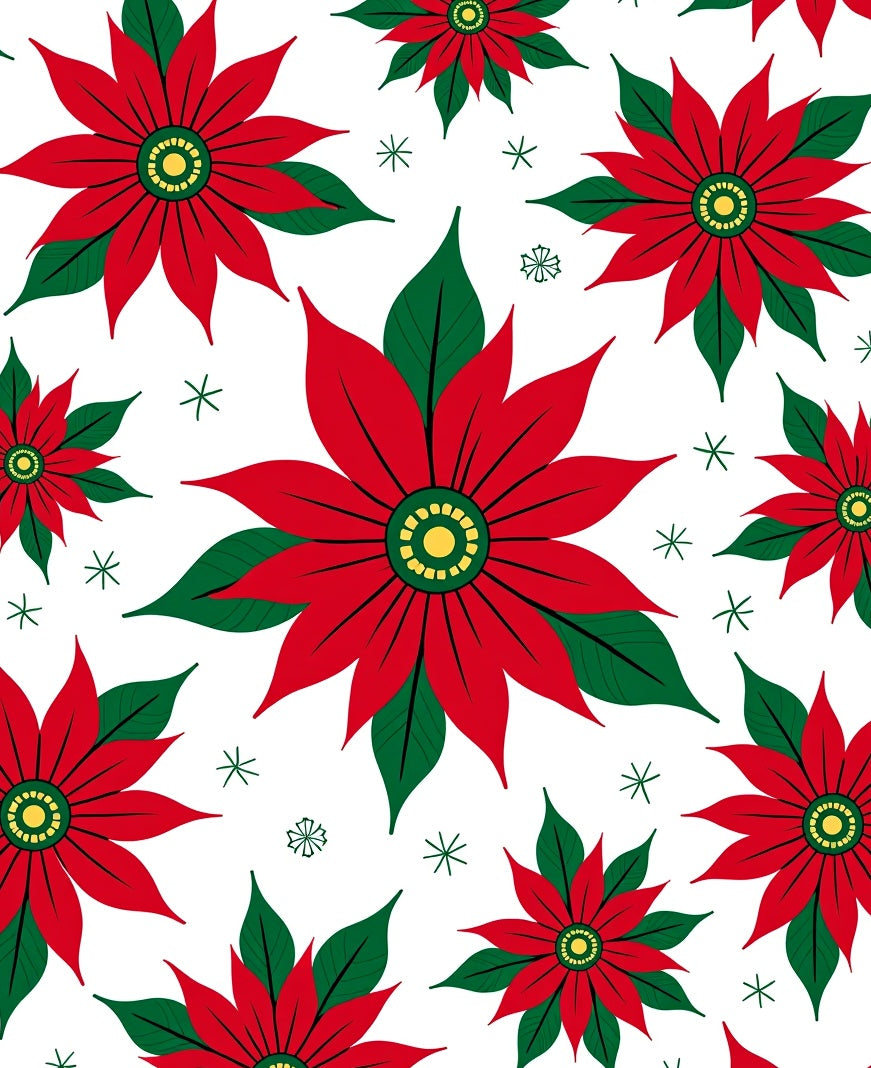 Festive Red Poinsettia Starburst Rug