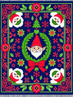 Whimsical Blue Gnome Christmas Rug