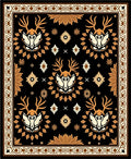 Golden Deer Head Black Medallion Rug