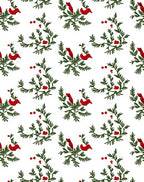 Charming Red Birds Greenery Repeating Rug