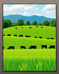 Rolling Green Hills Ranch Scene Rug