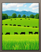 Rolling Green Hills Ranch Scene Rug