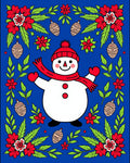 Winter Snowman Festive Floral Garland Rug