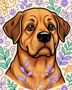 Golden Retriever Floral Whimsy Rug